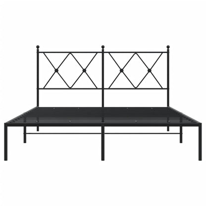 vidaXL Metal Bed Frame without Mattress with Headboard Black 135x190cm