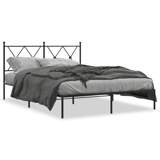 vidaXL Bed Frame | Black | Powder-Coated Steel | 140x190 cm | Bed Frame