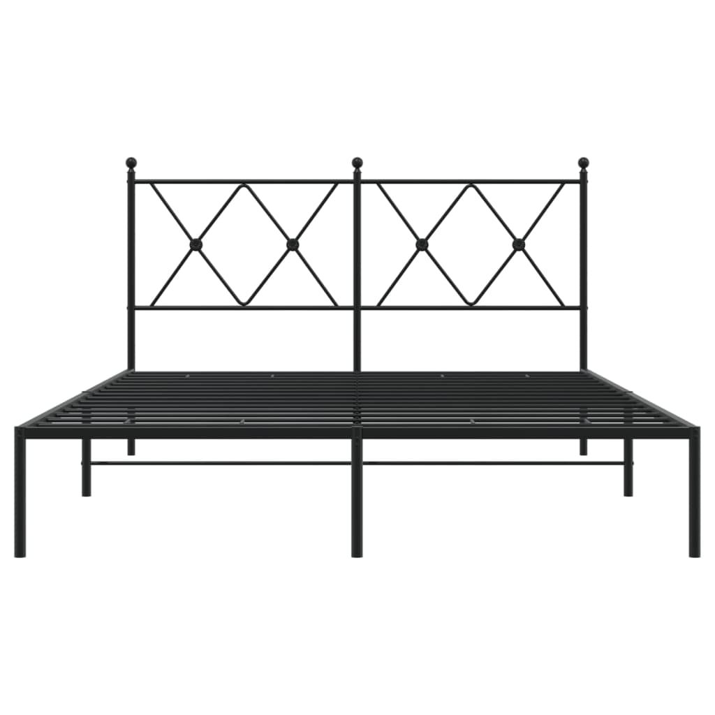 vidaXL Metal Bed Frame without Mattress with Headboard Black 140x190cm