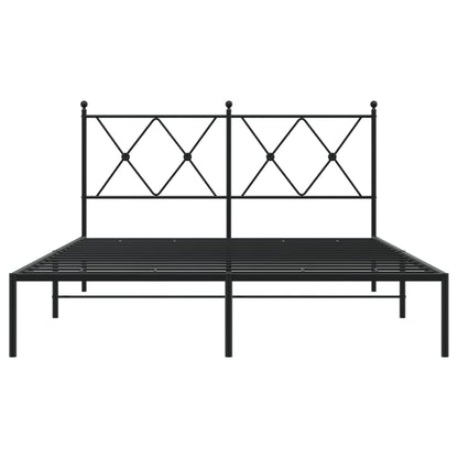 vidaXL Metal Bed Frame without Mattress with Headboard Black 140x190cm