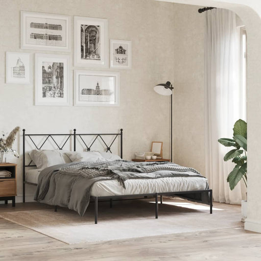 vidaXL Bed Frame | Black | Powder-Coated Steel | 140x190 cm | Bed Frame