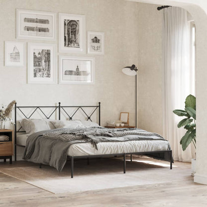 vidaXL Metal Bed Frame without Mattress with Headboard Black 160x200cm