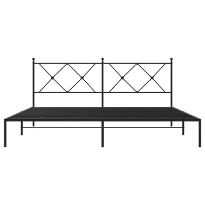 vidaXL Metal Bed Frame without Mattress with Headboard Black 183x213cm