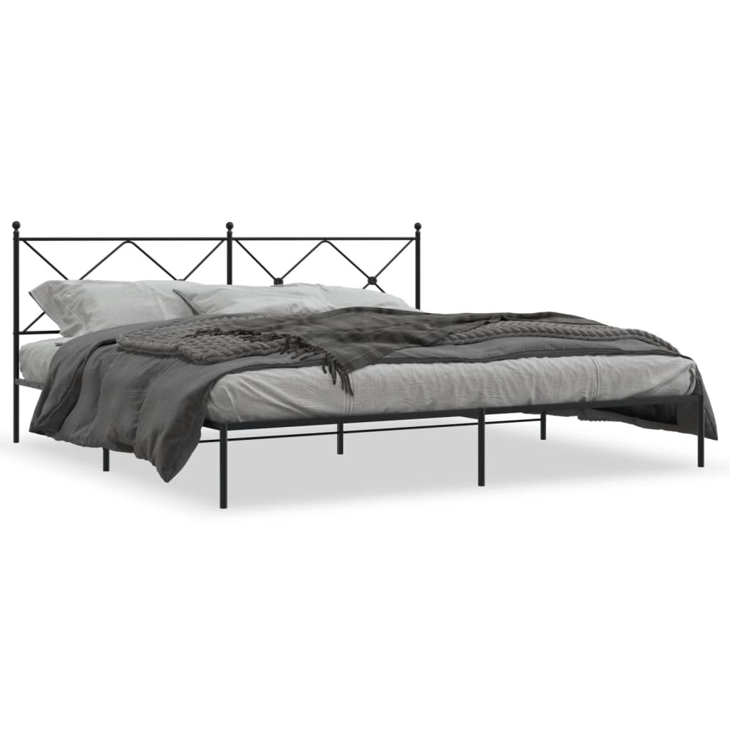 vidaXL Bed Frame | Black | Powder-Coated Steel | Double Bed | Bed Frame