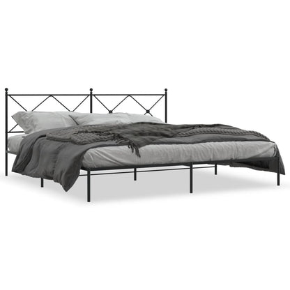 vidaXL Bed Frame | Black | Powder-Coated Steel | Double Bed | Bed Frame