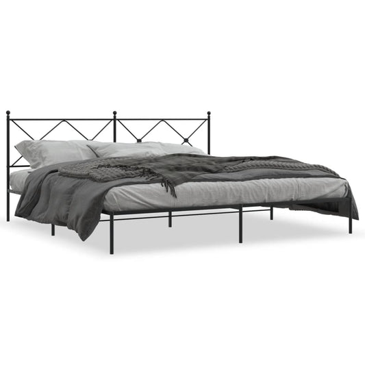 vidaXL Bed Frame | Black | Powder-Coated Steel | Double Bed | Bed Frame