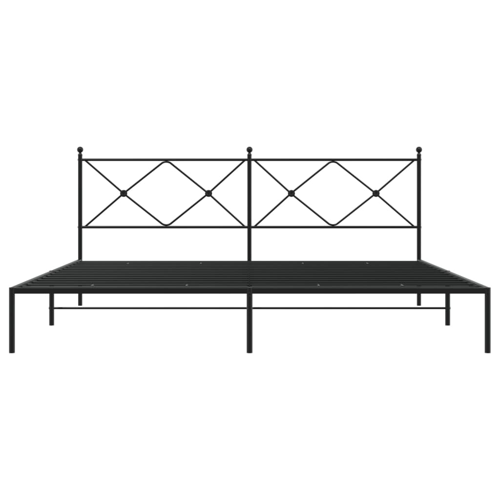vidaXL Bed Frame | Black | Powder-Coated Steel | Double Bed | Bed Frame