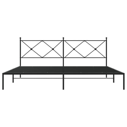vidaXL Bed Frame | Black | Powder-Coated Steel | Double Bed | Bed Frame