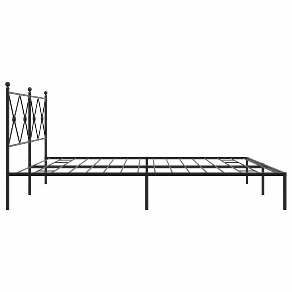 vidaXL Bed Frame | Black | Powder-Coated Steel | Double Bed | Bed Frame