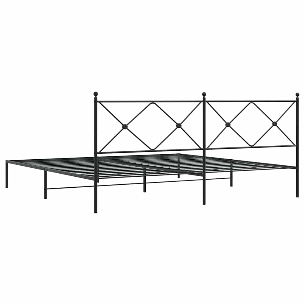 vidaXL Bed Frame | Black | Powder-Coated Steel | Double Bed | Bed Frame
