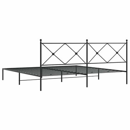 vidaXL Bed Frame | Black | Powder-Coated Steel | Double Bed | Bed Frame