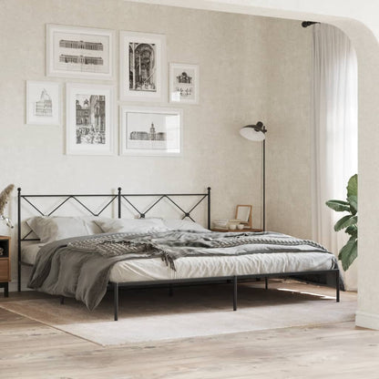 vidaXL Bed Frame | Black | Powder-Coated Steel | Double Bed | Bed Frame