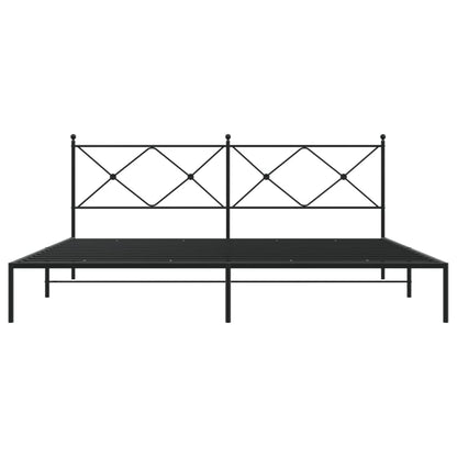 vidaXL Metal Bed Frame without Mattress with Headboard Black 200x200cm