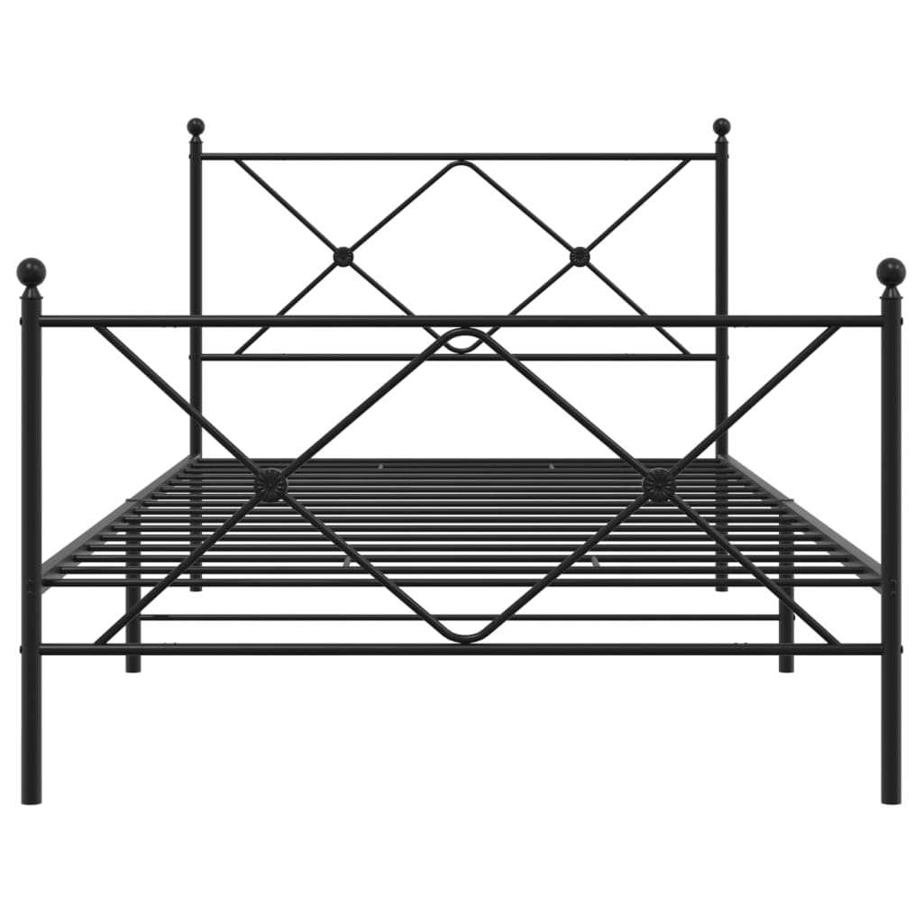 vidaXL Metal Bed Frame without Mattress with Footboard Black 100x190cm
