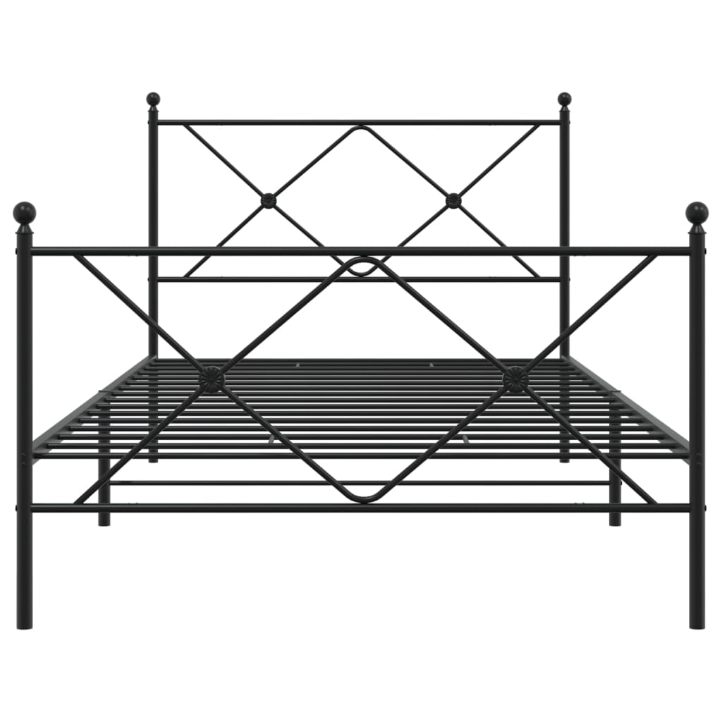 vidaXL Metal Bed Frame without Mattress with Footboard Black 107x203cm