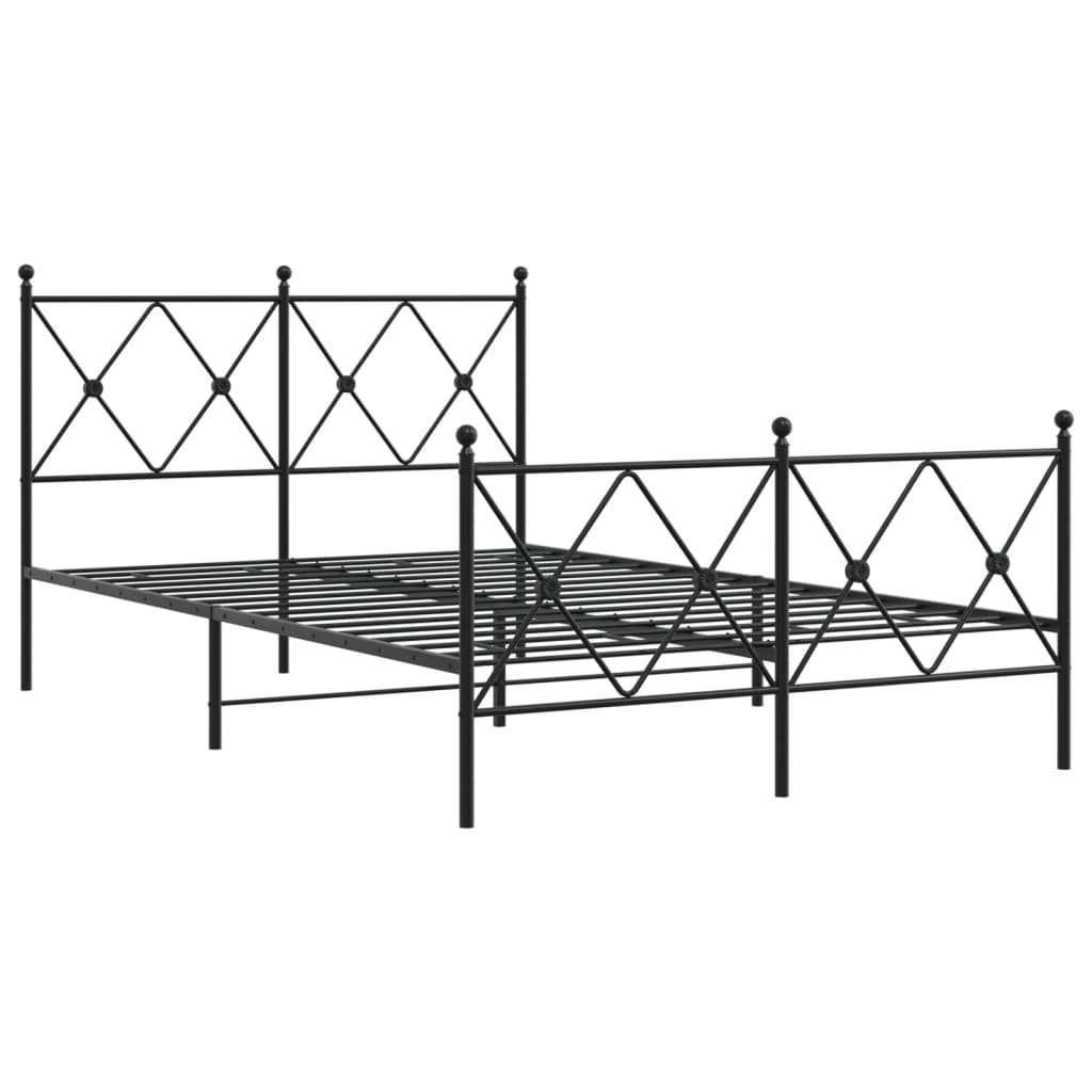 vidaXL Metal Bed Frame without Mattress with Footboard Black 120x190cm