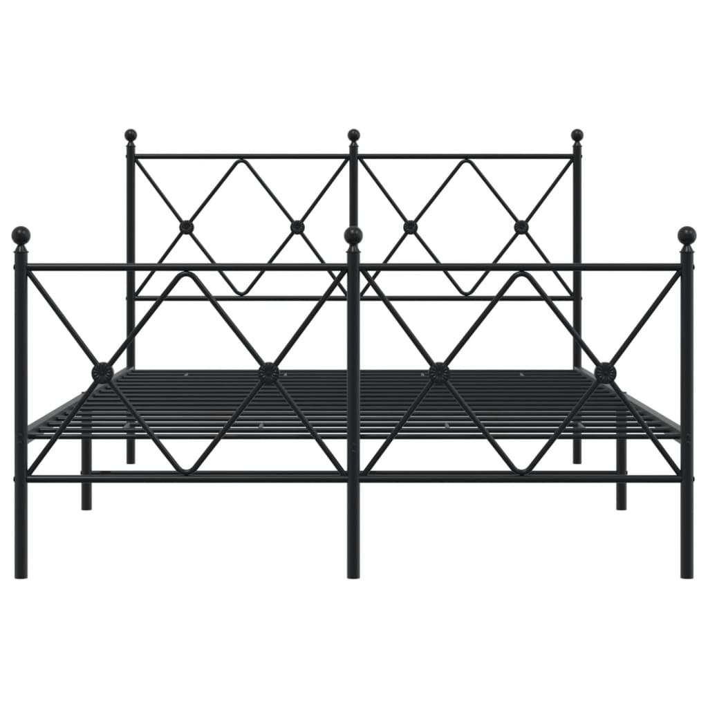 vidaXL Metal Bed Frame without Mattress with Footboard Black 120x190cm