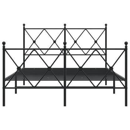 vidaXL Metal Bed Frame without Mattress with Footboard Black 120x190cm