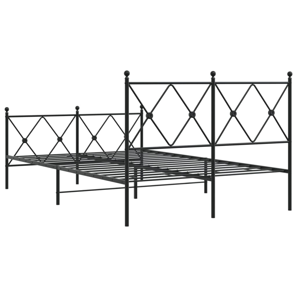 vidaXL Metal Bed Frame without Mattress with Footboard Black 120x190cm