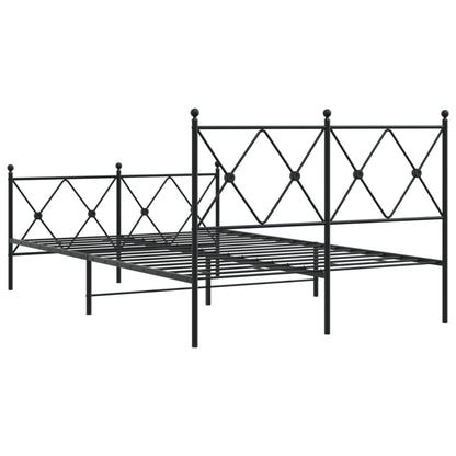 vidaXL Metal Bed Frame without Mattress with Footboard Black 120x190cm