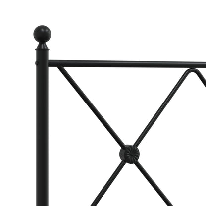 vidaXL Metal Bed Frame without Mattress with Footboard Black 120x190cm