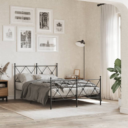 vidaXL Metal Bed Frame without Mattress with Footboard Black 120x190cm