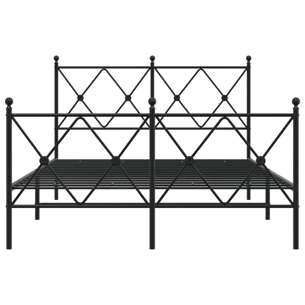 vidaXL Metal Bed Frame without Mattress with Footboard Black 120x200cm