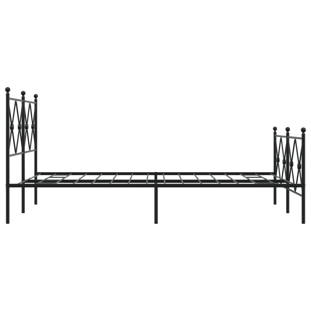 vidaXL Metal Bed Frame without Mattress with Footboard Black 120x200cm
