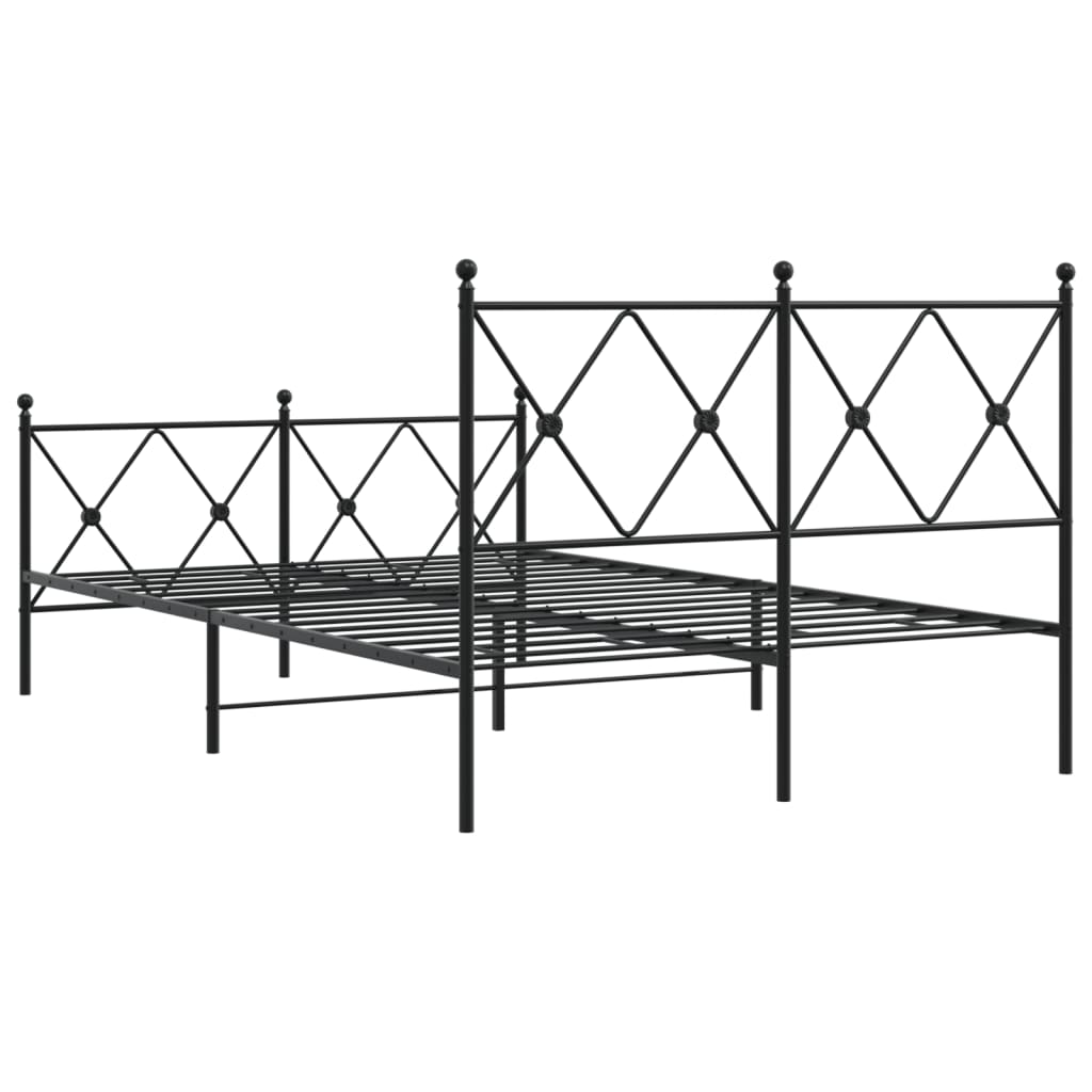 vidaXL Metal Bed Frame without Mattress with Footboard Black 120x200cm