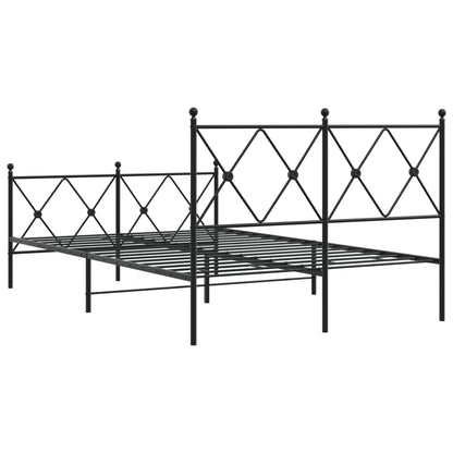 vidaXL Metal Bed Frame without Mattress with Footboard Black 120x200cm