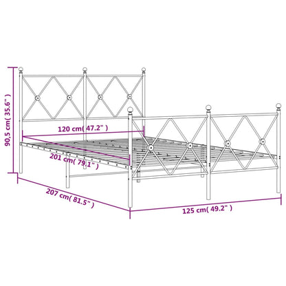 vidaXL Metal Bed Frame without Mattress with Footboard Black 120x200cm