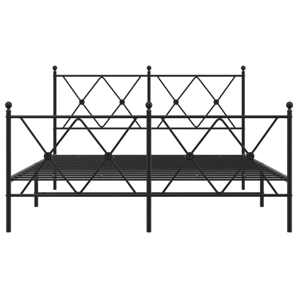 vidaXL Metal Bed Frame without Mattress with Footboard Black 137x190cm