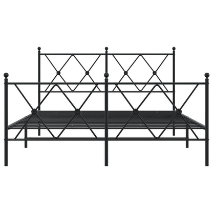 vidaXL Metal Bed Frame without Mattress with Footboard Black 137x190cm