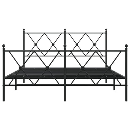 vidaXL Metal Bed Frame without Mattress with Footboard Black 140x190cm