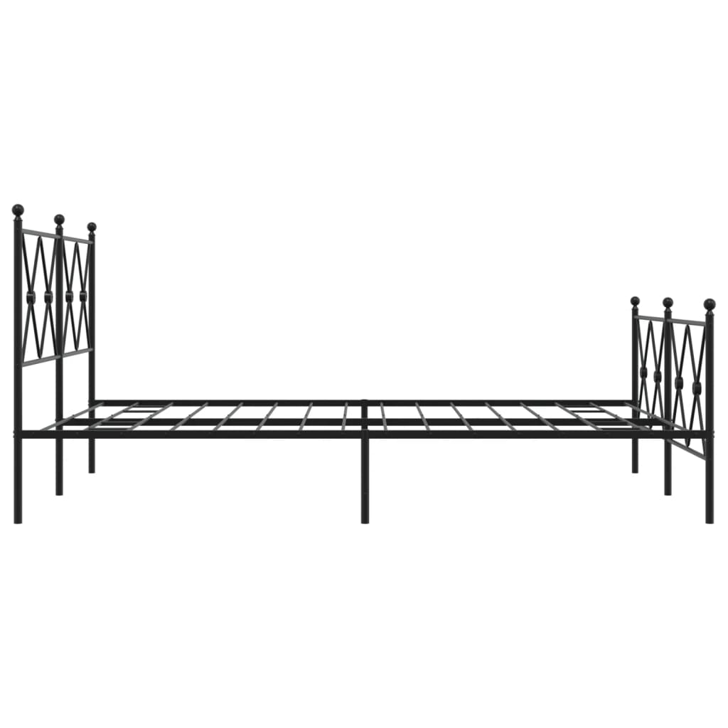 vidaXL Metal Bed Frame without Mattress with Footboard Black 140x190cm