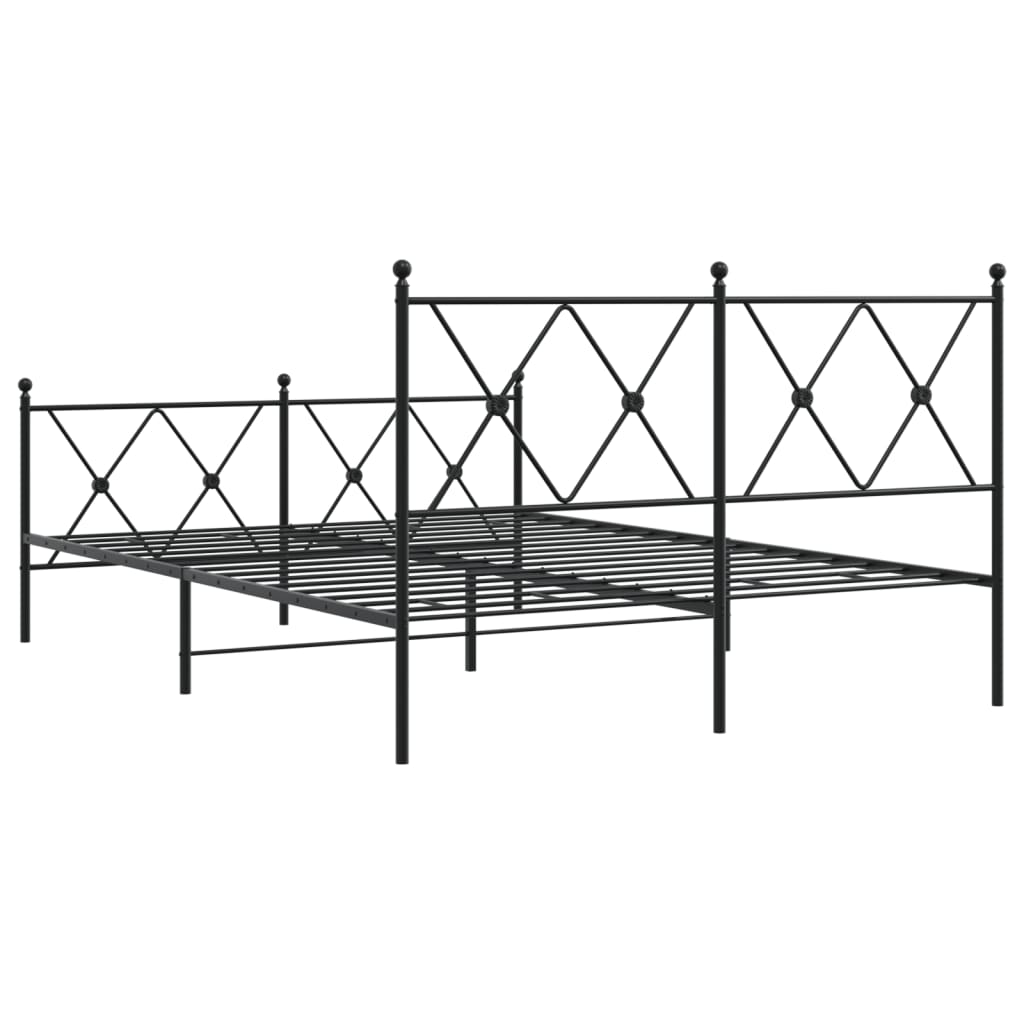 vidaXL Metal Bed Frame without Mattress with Footboard Black 140x190cm