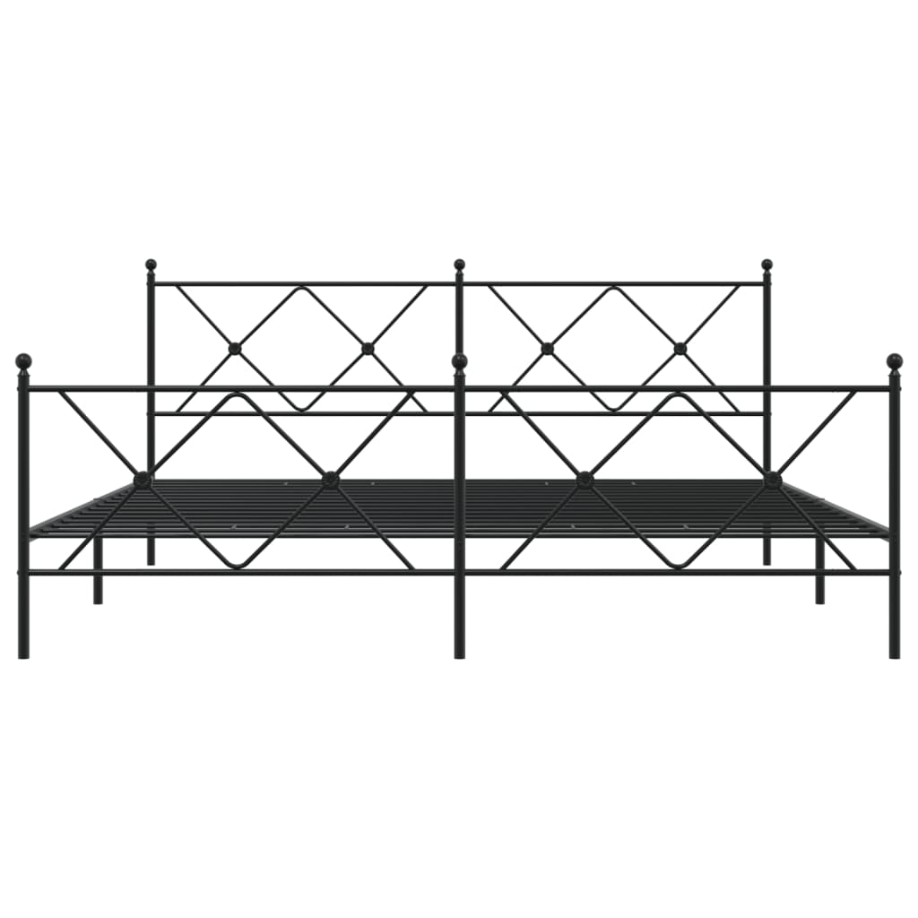 vidaXL Metal Bed Frame without Mattress with Footboard Black 183x213cm