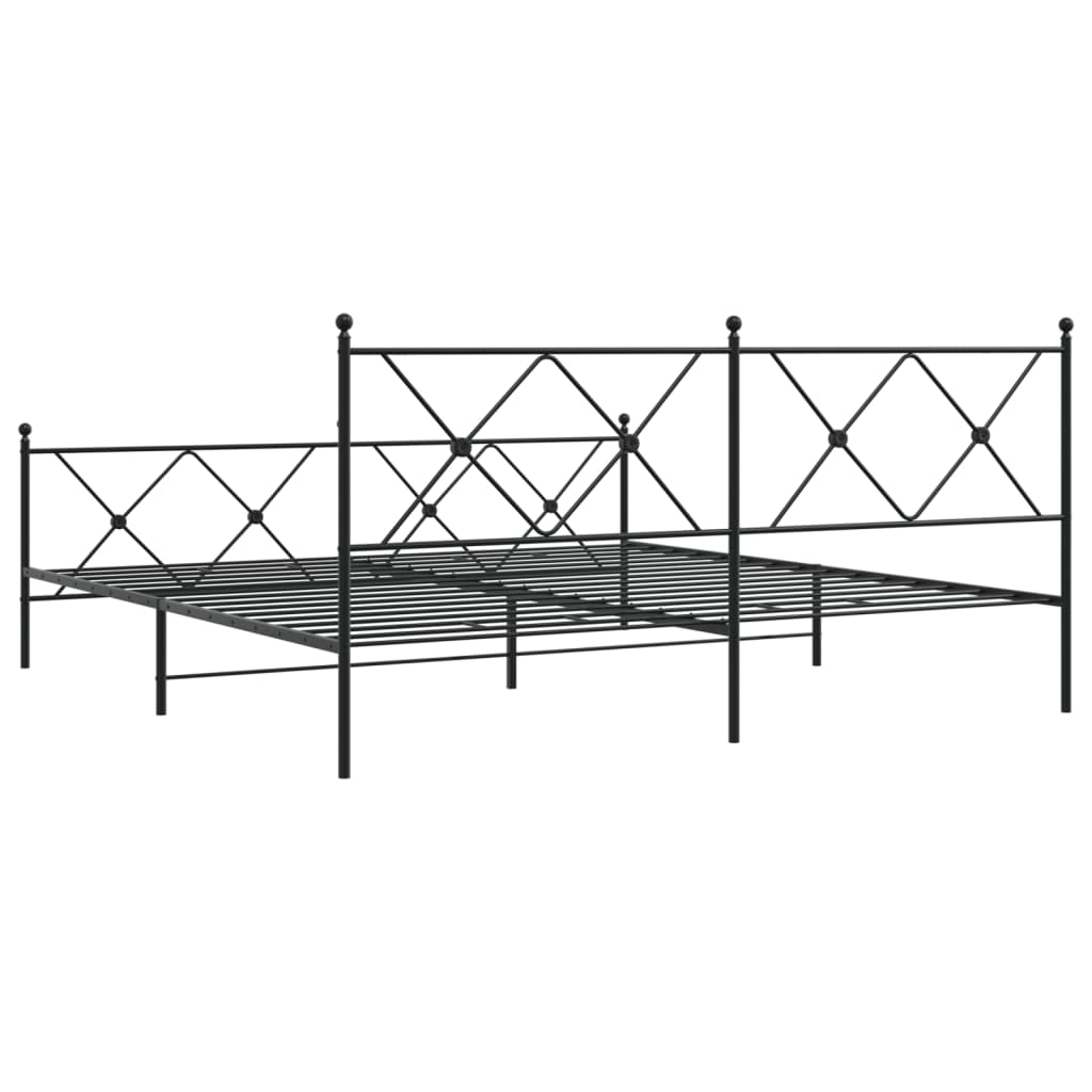 vidaXL Metal Bed Frame without Mattress with Footboard Black 183x213cm