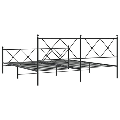 vidaXL Metal Bed Frame without Mattress with Footboard Black 183x213cm
