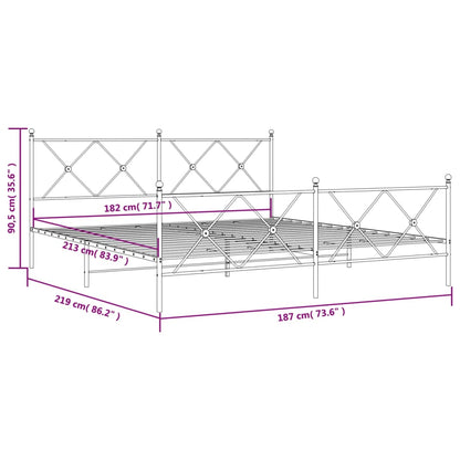 vidaXL Metal Bed Frame without Mattress with Footboard Black 183x213cm