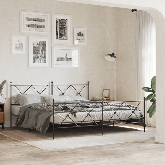 vidaXL Metal Bed Frame without Mattress with Footboard Black 183x213cm