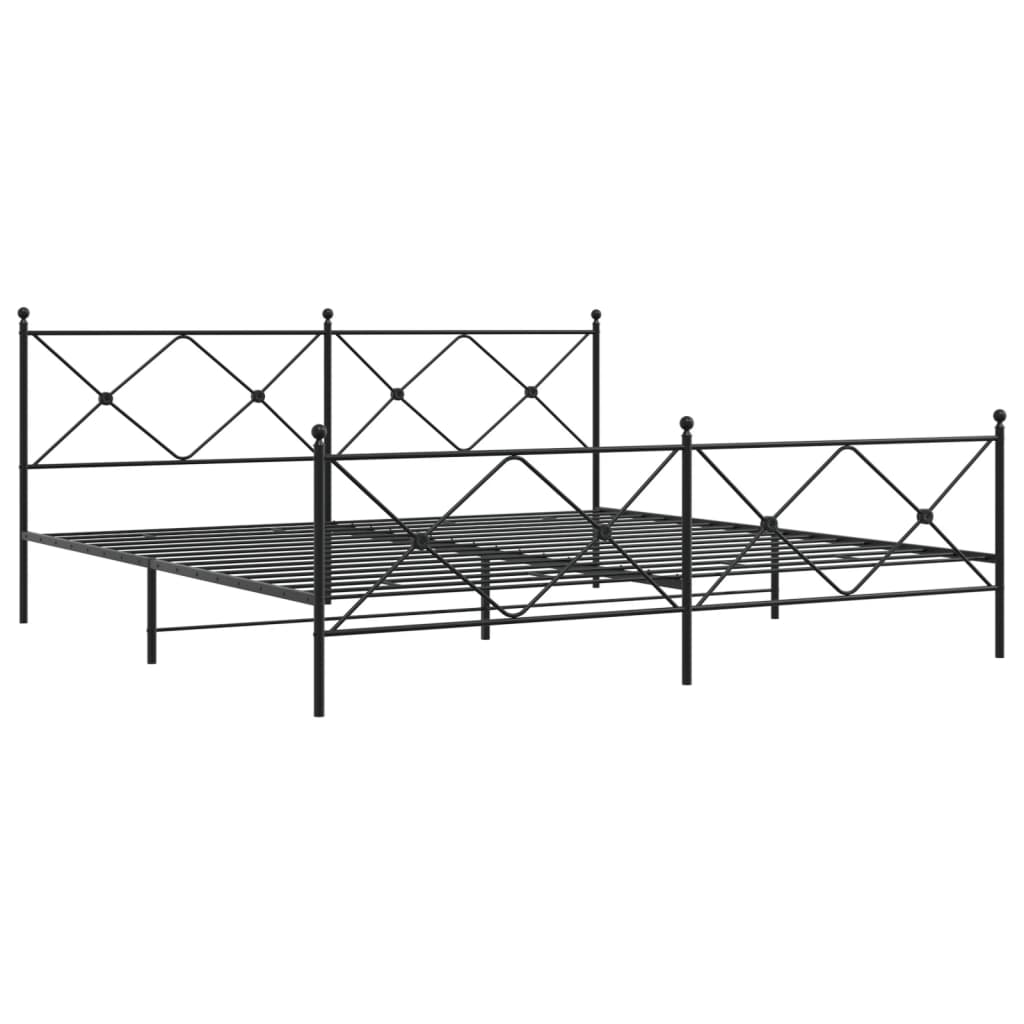 vidaXL Metal Bed Frame without Mattress with Footboard Black 193x203cm