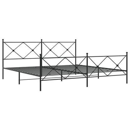 vidaXL Metal Bed Frame without Mattress with Footboard Black 193x203cm