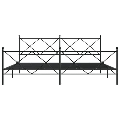 vidaXL Metal Bed Frame without Mattress with Footboard Black 193x203cm