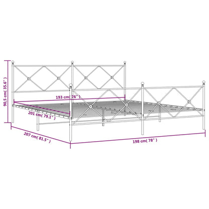vidaXL Metal Bed Frame without Mattress with Footboard Black 193x203cm
