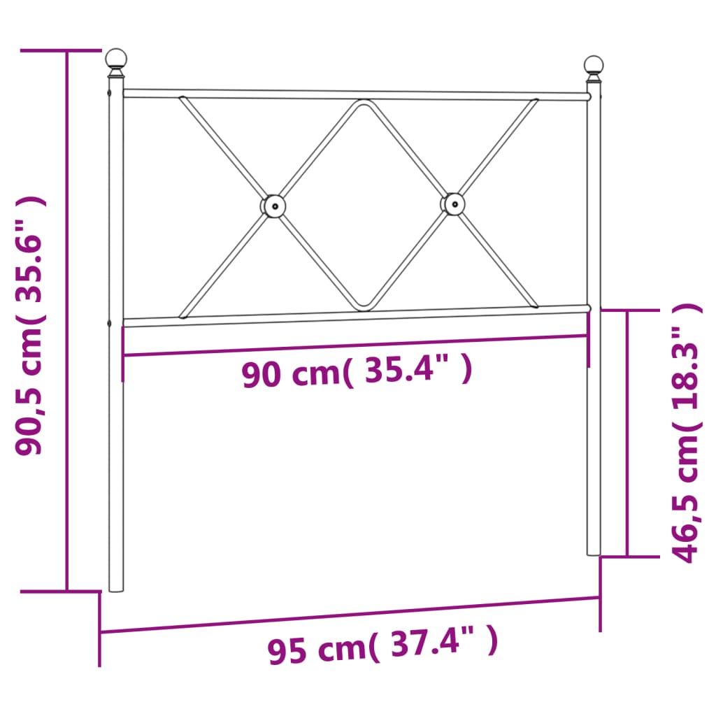 vidaXL Metal Replace Headboard Black 90cm