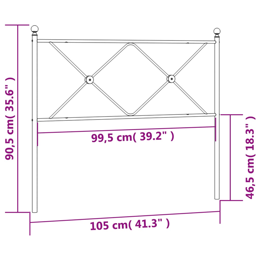 vidaXL Metal Replace Headboard Black 100cm