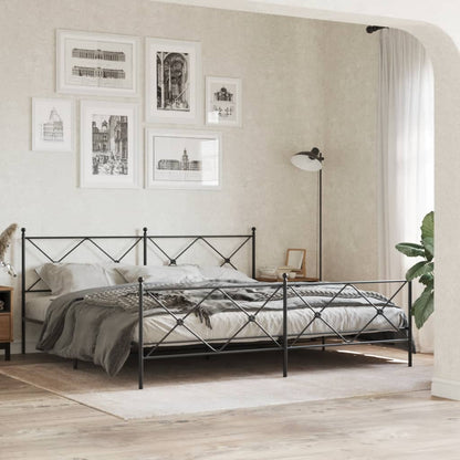 vidaXL Metal Replace Headboard Black 193cm