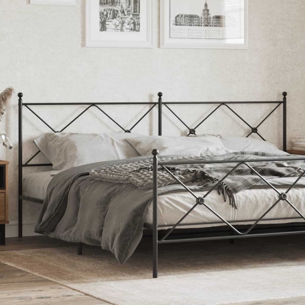 vidaXL Metal Replace Headboard Black 193cm