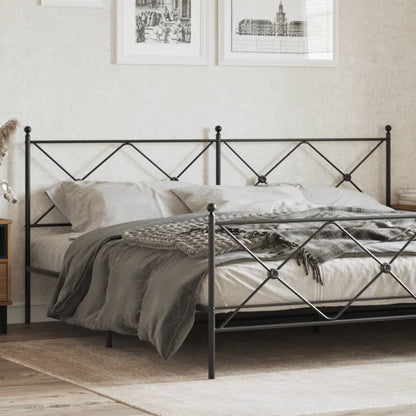 vidaXL Metal Replace Headboard Black 193cm